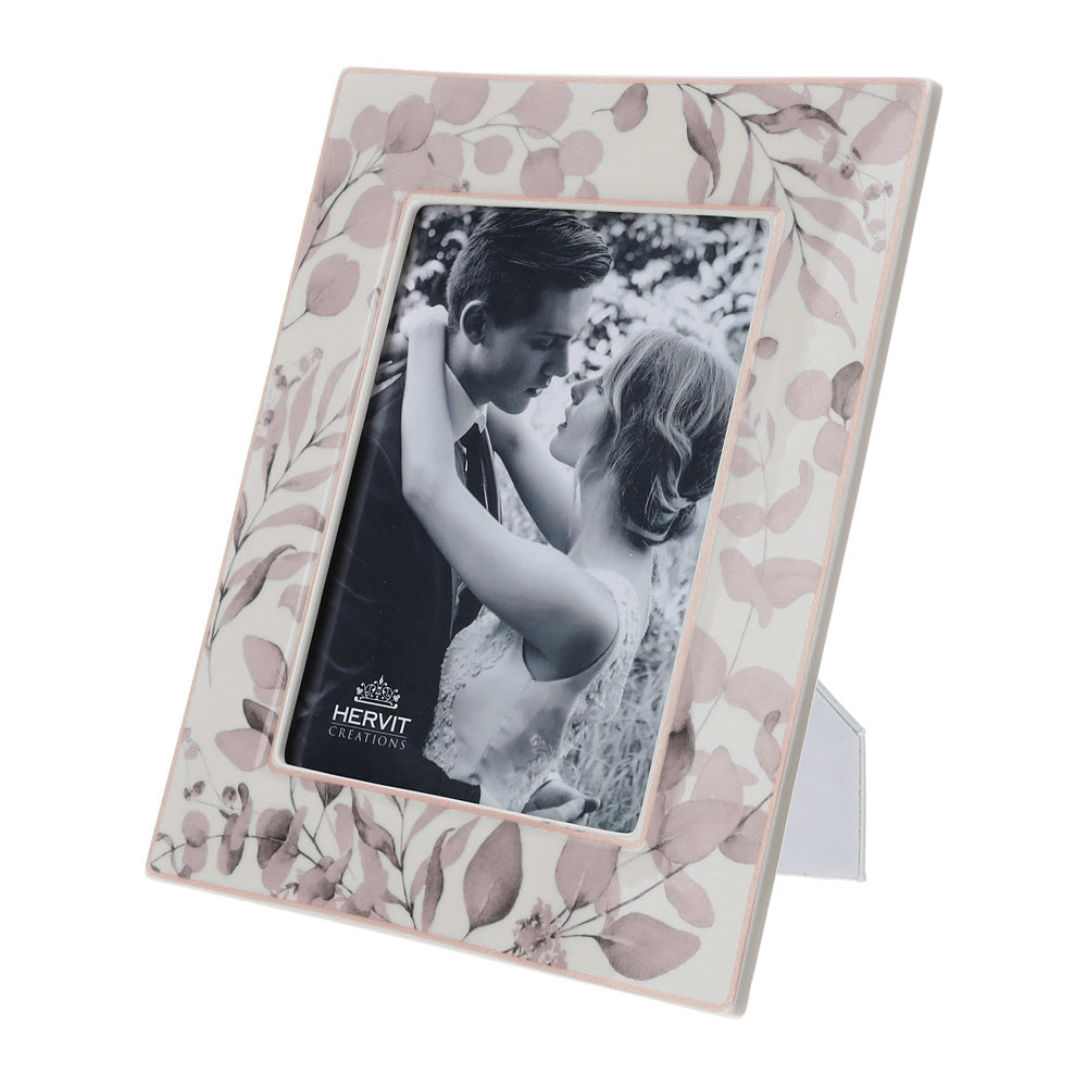 Cornice Botanic rosa in porcellana, 22x27cm. Hervit Creations
