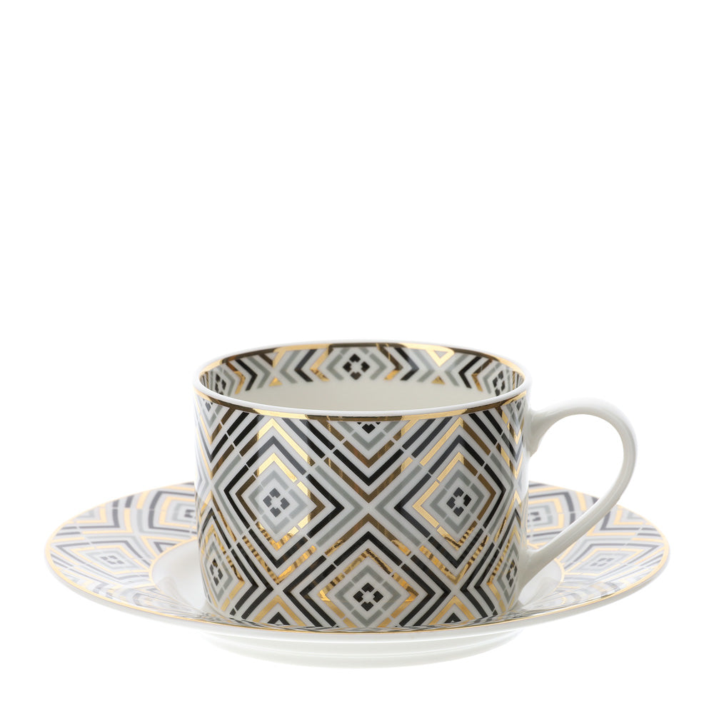 Tazza tè con piattino Marrakech, in porcellana, D.8.5x H.6 cm. Hervit Creations