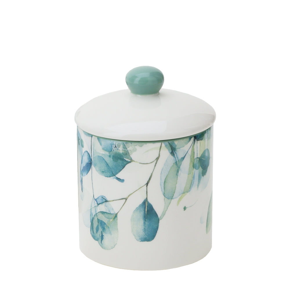 Contenitore Botanic verde in porcellana, con coperchio ermetico. Marca Hervit Creations