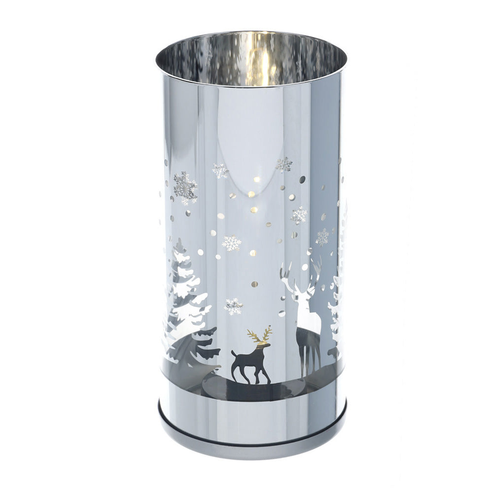 Lampada vetro, Natale, colore argento, misura D.10 x 20 cm. Hervit Creations