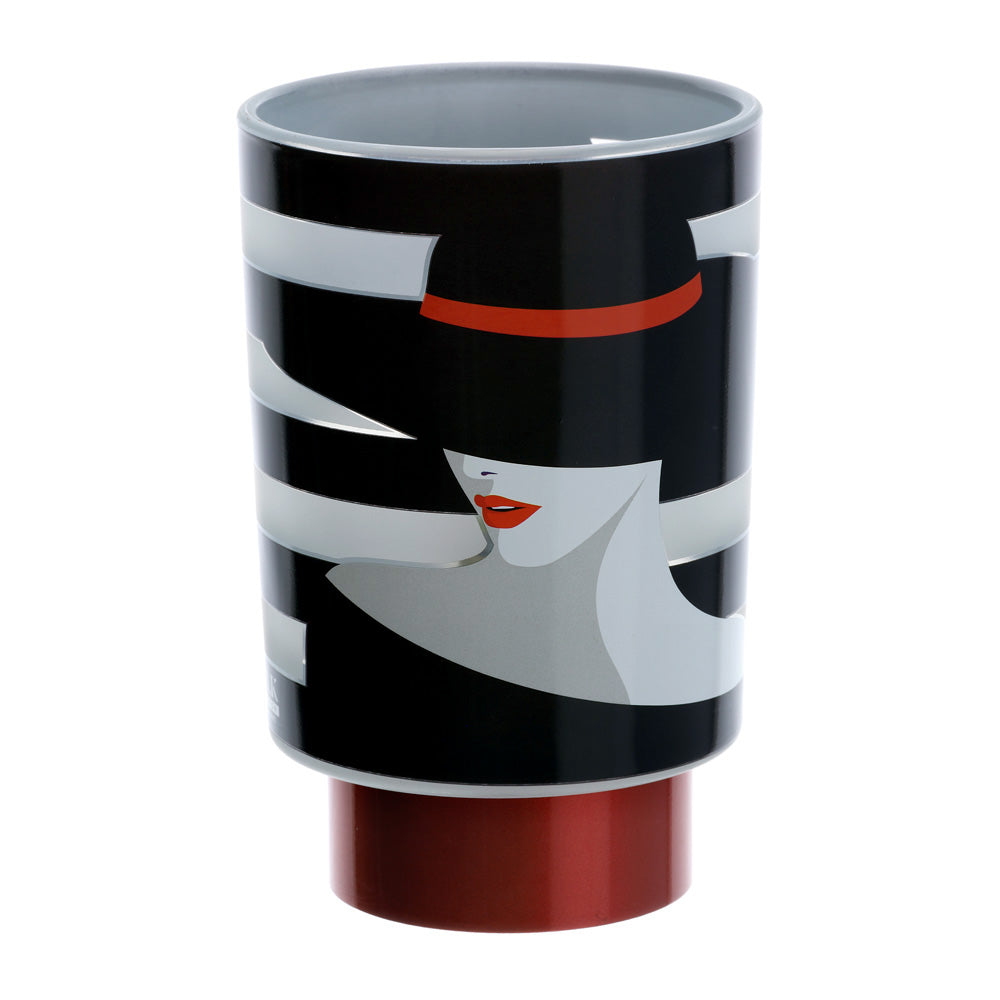Lampada vetro, Fashion Lola, colore bianco, nero e rosso, misura D.10 x 15 cm. Hervit Creations