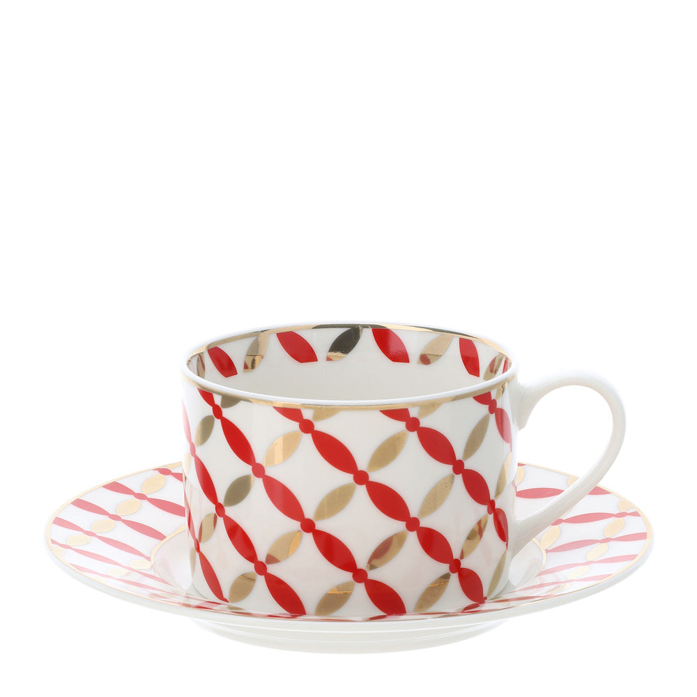 Tazza tè con piattino VLK Design, in porcellana, misura D. 8.5 x H. 6cm. Hervit Creations