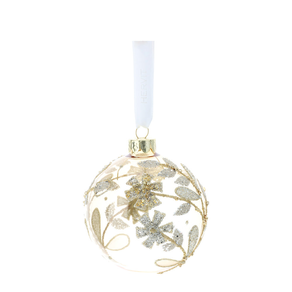 Sfera in vetro soffiato, colore ambra e oro, D. 8cm. HERVIT CREATIONS