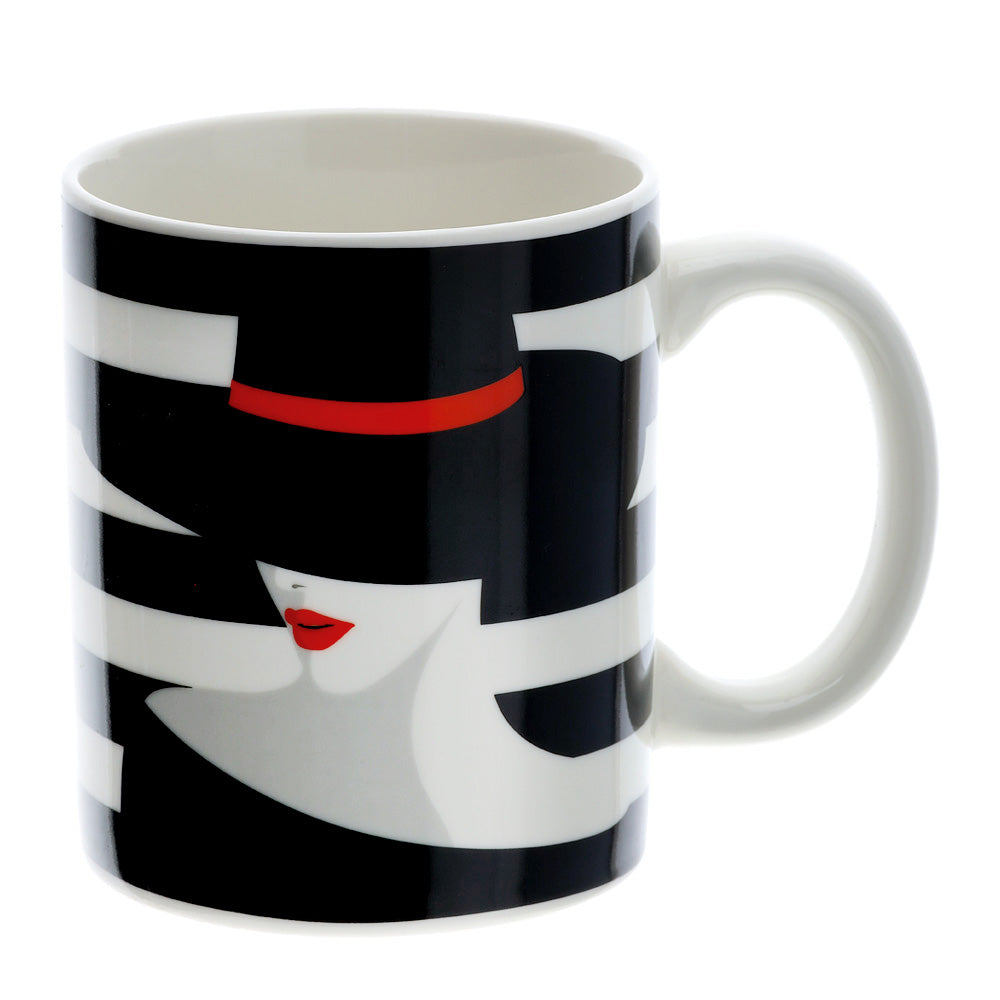 Tazza mug, Fashion Lola, colore bianco, nero e rosso. Hervit Creations