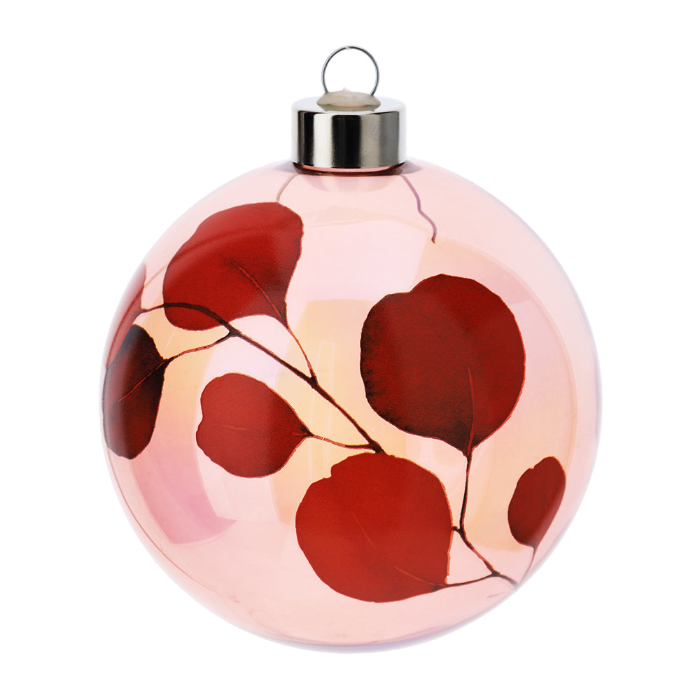 Sfera in vetro soffiato, Linea Botanic, colore rosso, D. 10 cm. Hervit Creations