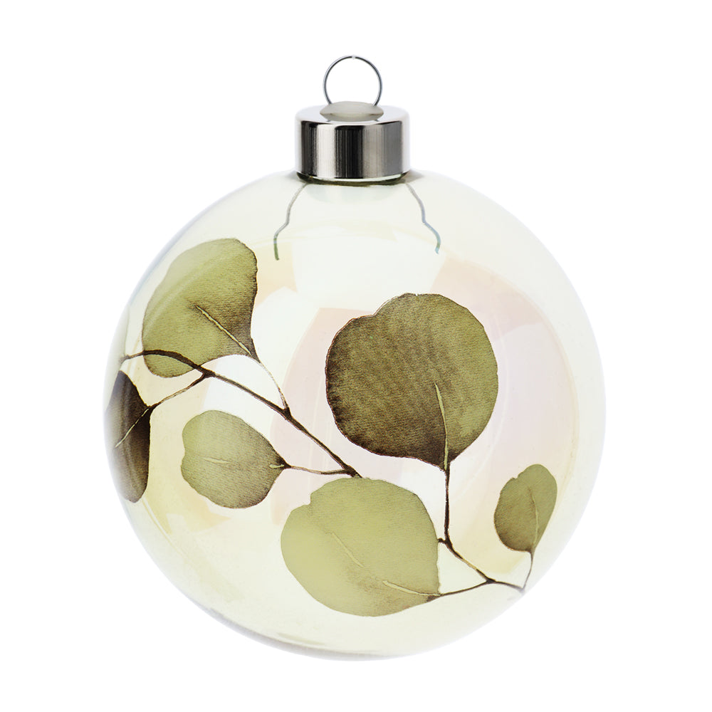 Sfera in vetro soffiato, Linea Botanic, colore giallo, D. 10 cm. Hervit Creations