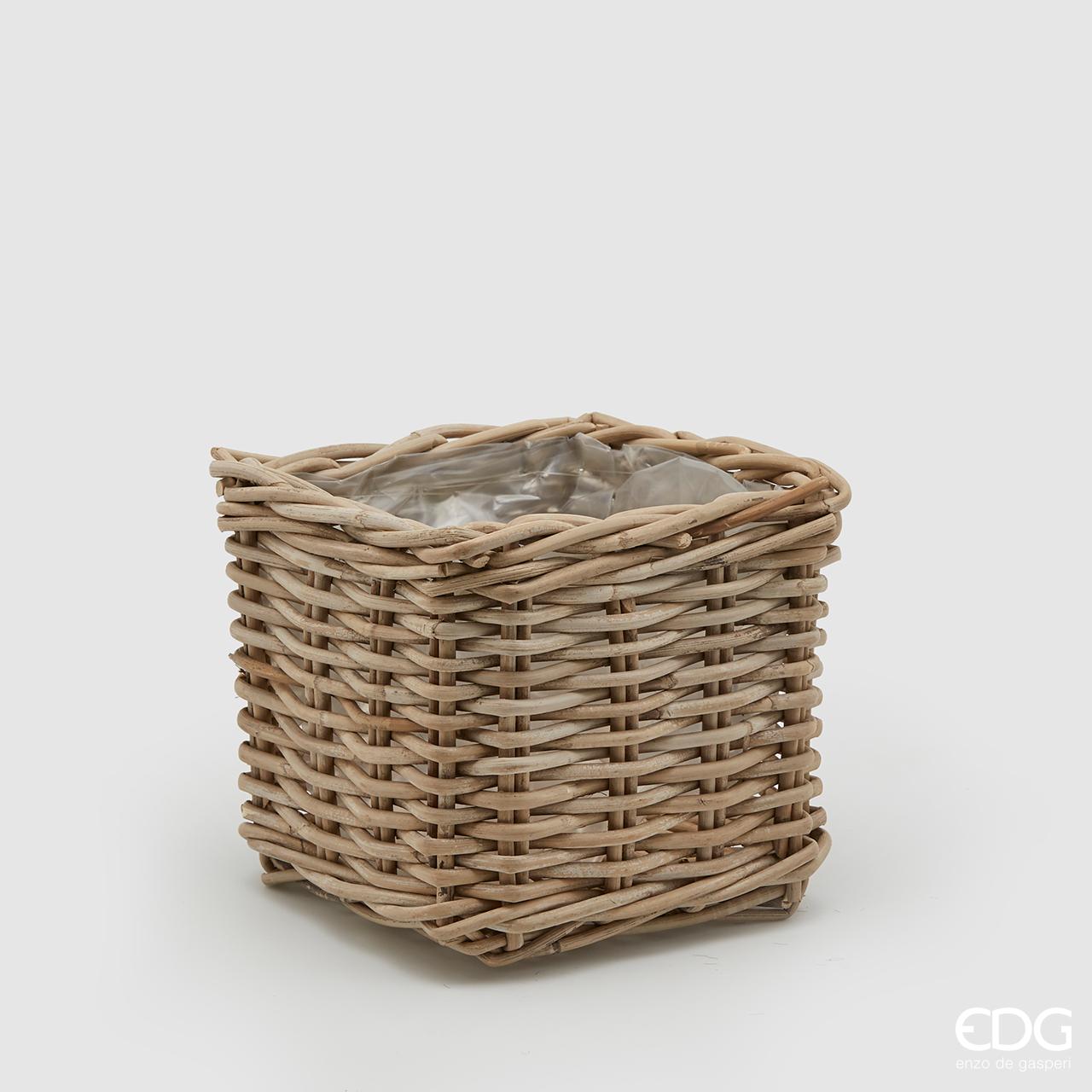 Cesto rattan quadrato, misura piccola, 17x17 cm. EDG
