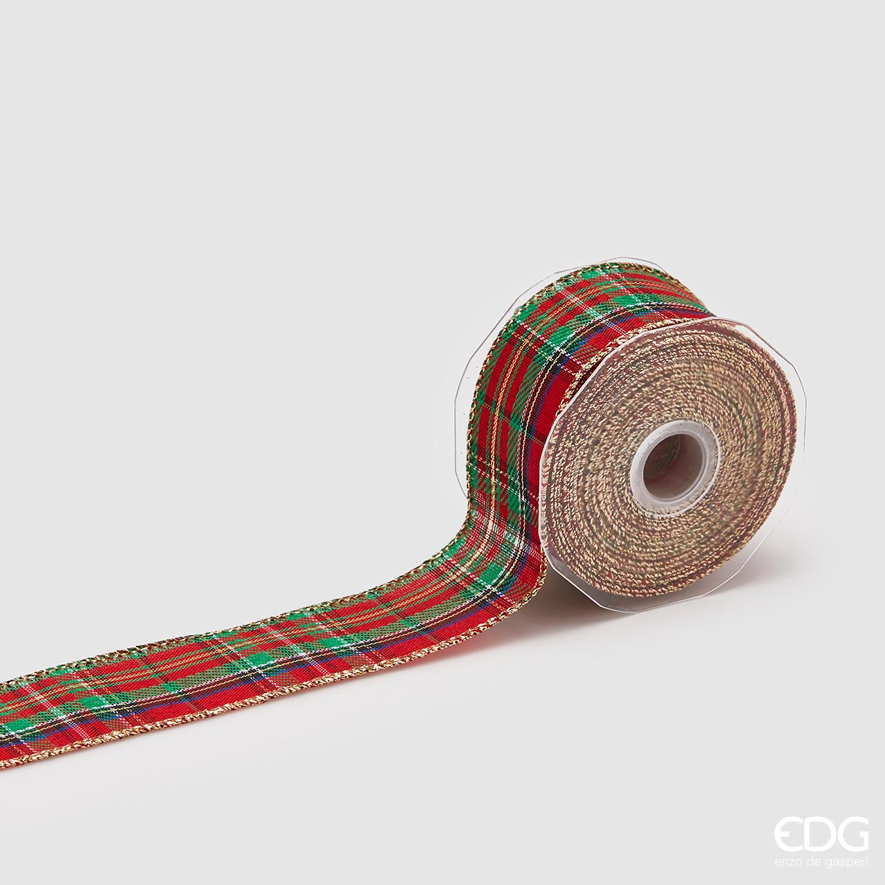 Nastro tartan, verde/rosso, 40mm. x 10metri. EDG