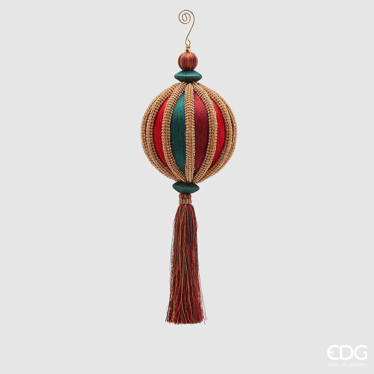Palla silk Zirc-Meridia con nappa, colore rosso/verde, con pietre oro, misura media. EDG