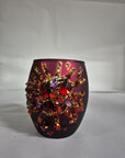 Portacandela rosso con pietre rosso e oro e glitter. Sia Home Fashion