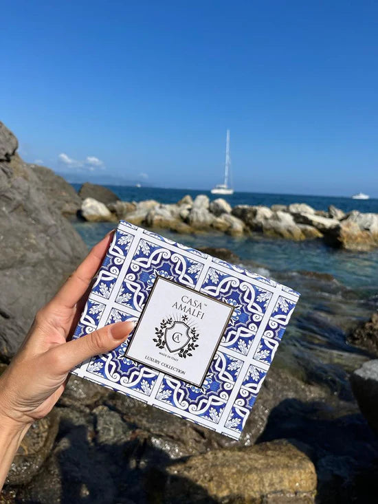 Box sapone e piattino "Blue Grotto". Casa Amalfi