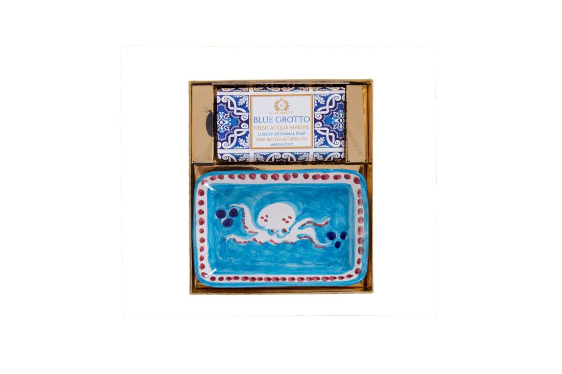 Box sapone e piattino "Blue Grotto". Casa Amalfi