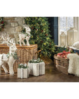 Decorazione natalizia, pacco regalo grande, bianco. L'oca nera