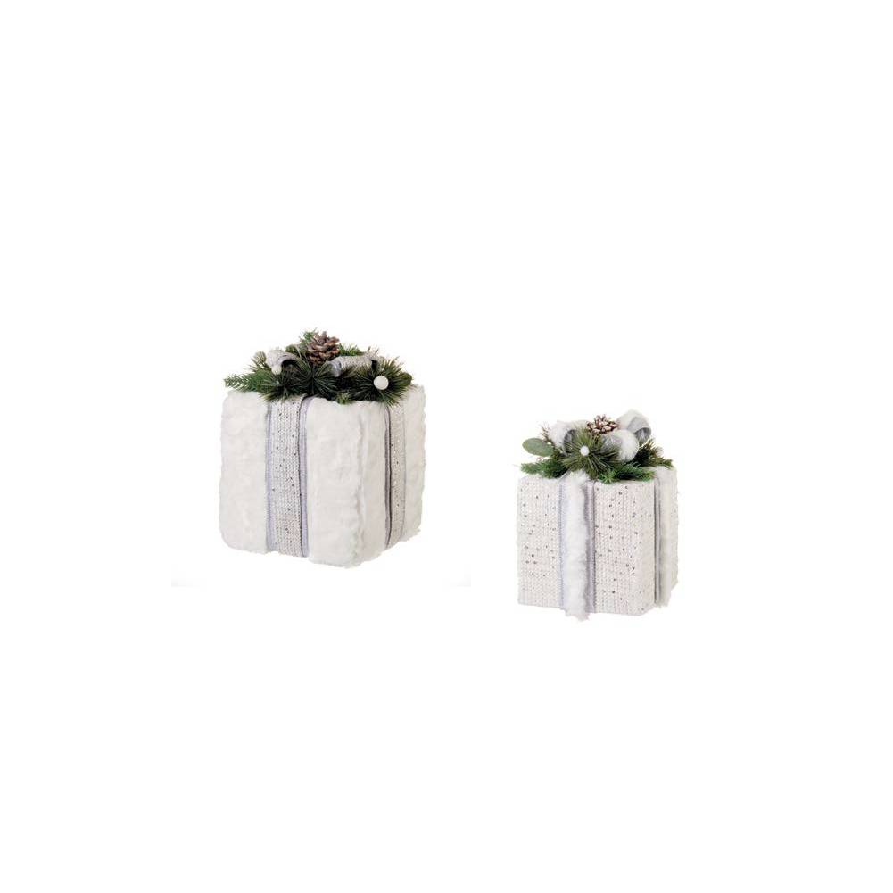 Decorazione natalizia, pacco regalo grande, bianco. L'oca nera