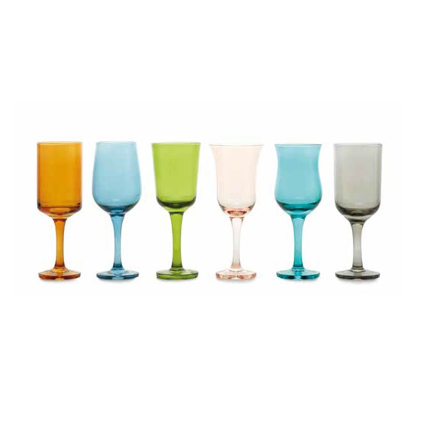 Set 6 calici liquore, Linea Celine, colori e forme assortite. Fade