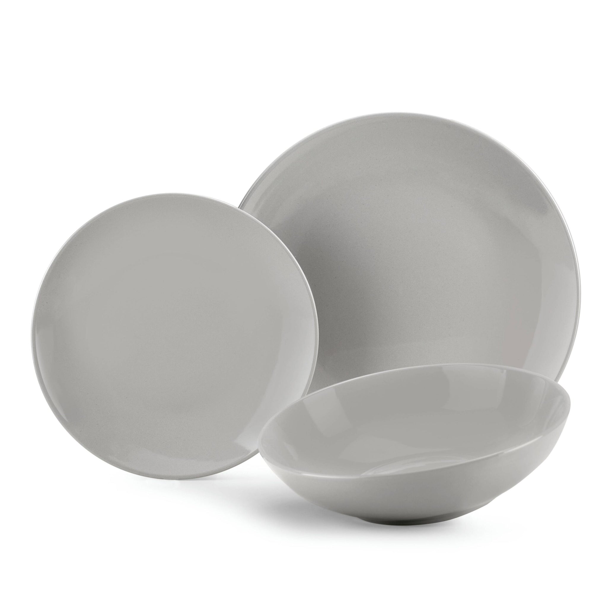 Servizio tavola da 6 Carioca GRIGIO (18 pz.), in porcellana. Fade