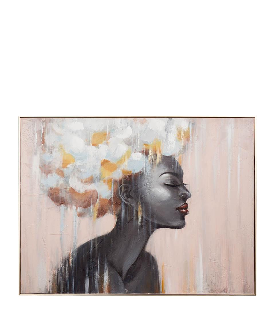 Quadro volto donna, con cornice, 90x120 cm. L'oca nera