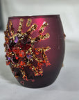 Portacandela rosso con pietre rosso e oro e glitter. Sia Home Fashion