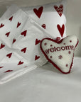 Set 2 copricuscini con cuori+1 cuscino cuore WELCOME