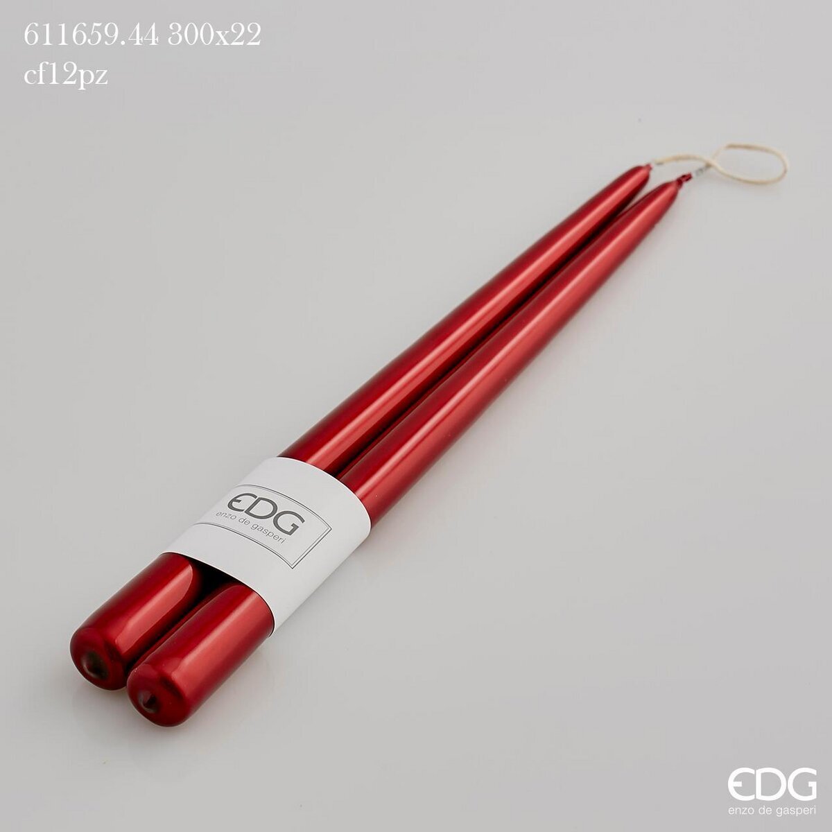 Candela stelo cono x2, colore bordeaux, H.30xD.22 cm. EDG