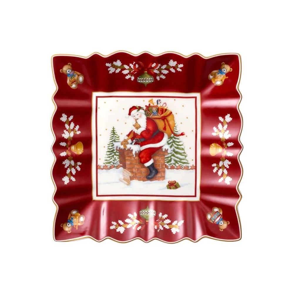 Ciotola quadrata Babbo Natale sul Tetto. Villeroy & Boch linea Toy's fantasy