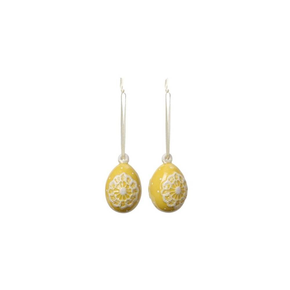 Set 2 uova giallo Ornamento Linea Spring eggs. Villeroy & Boch