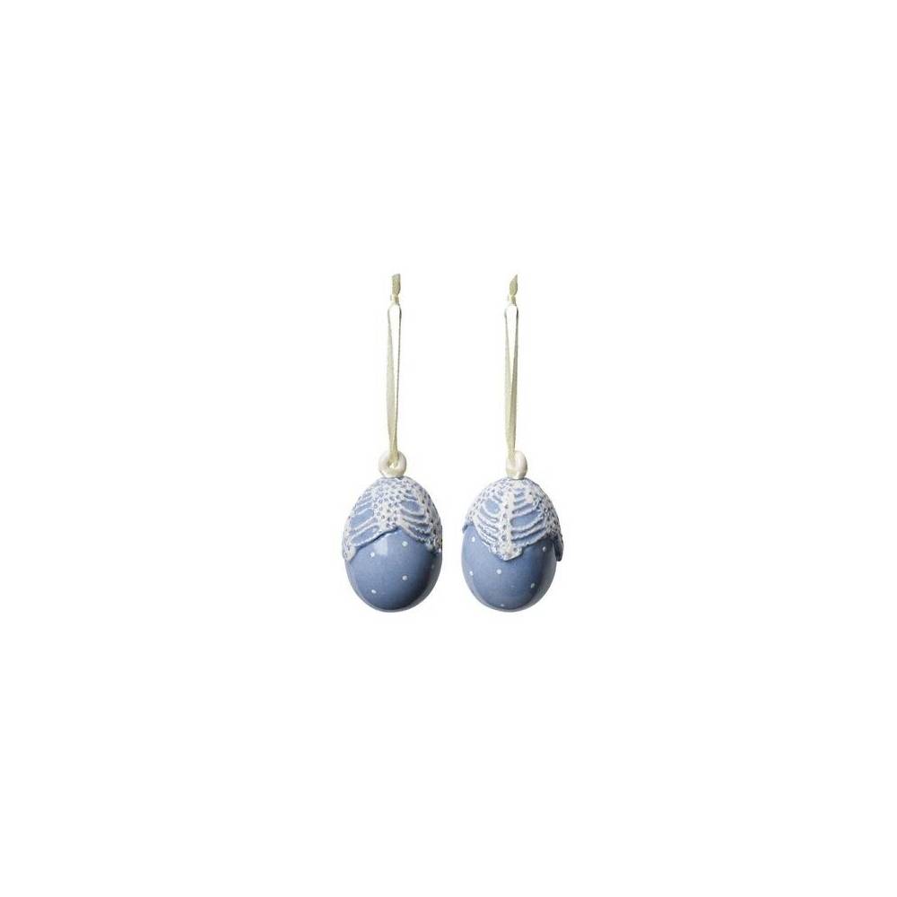 Set 2 uova blu Ornamento Linea Spring eggs. Villeroy & Boch