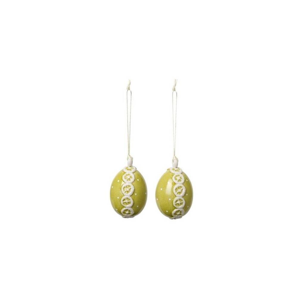 Set 2 uova verde Ornamento Linea Spring eggs. Villeroy & Boch