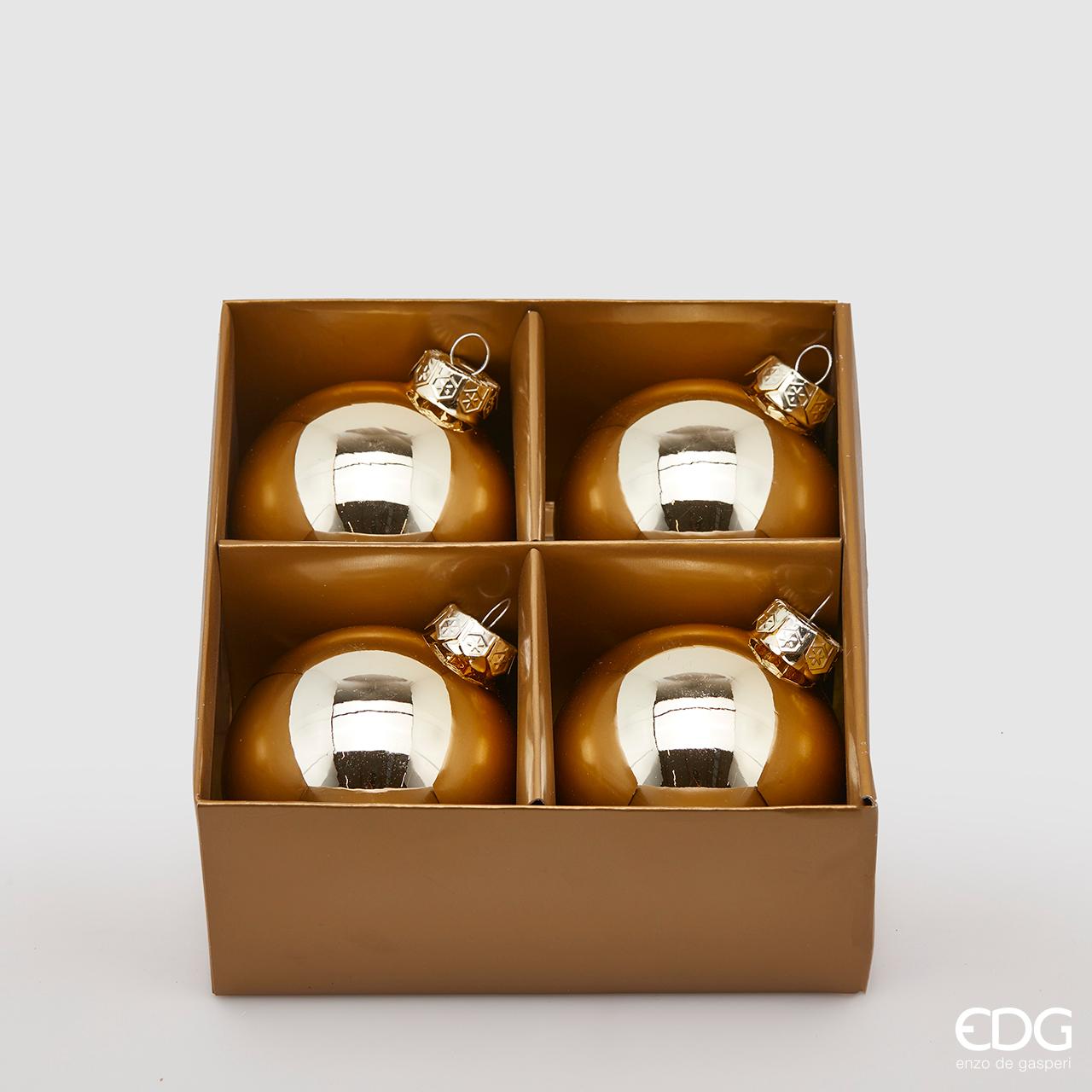 Palla vetro, oro chiaro, confezione da 4pz., diametro 8cm. EDG
