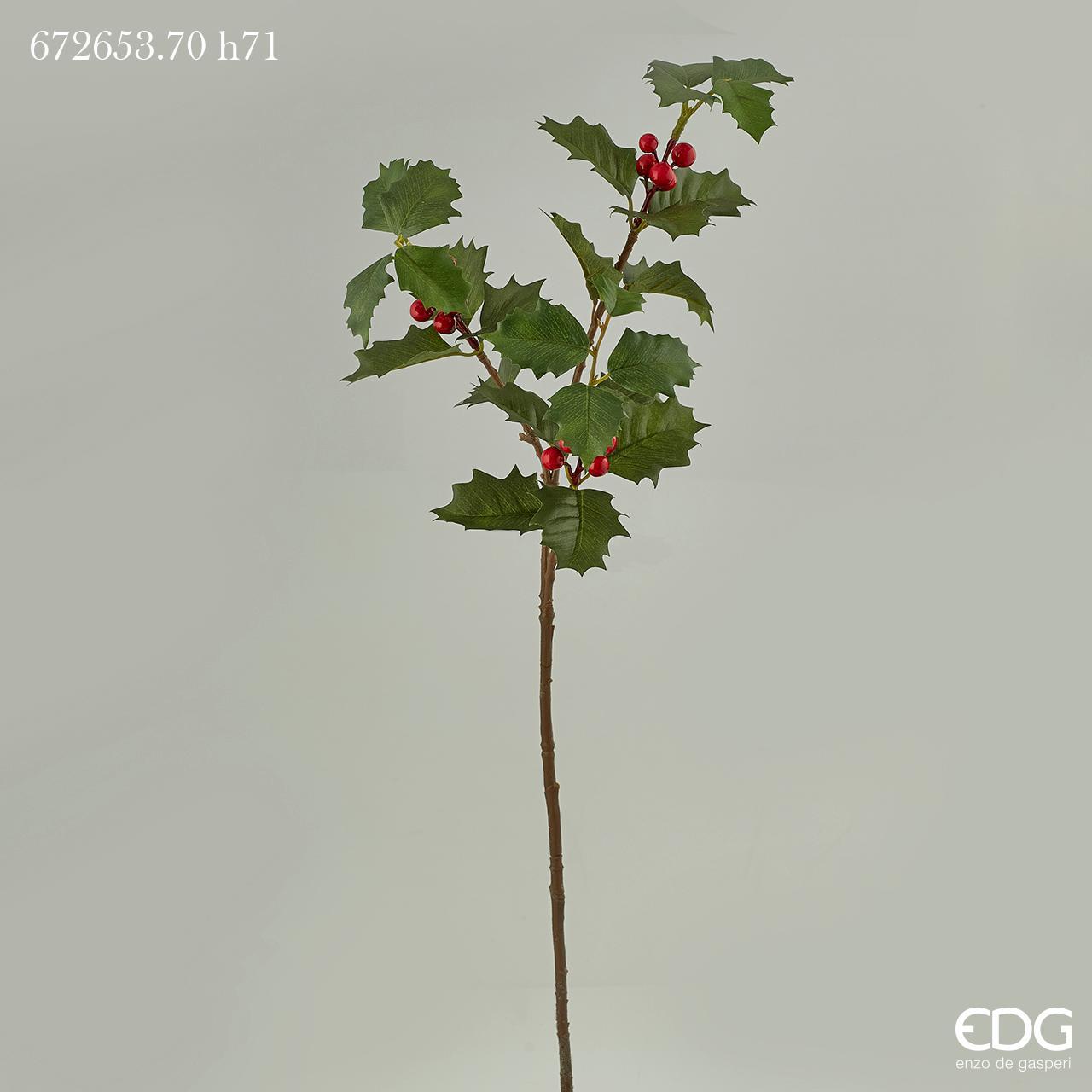Ramo di agrifoglio e bacche "Bell", decorazione floreale natalizia. EDG