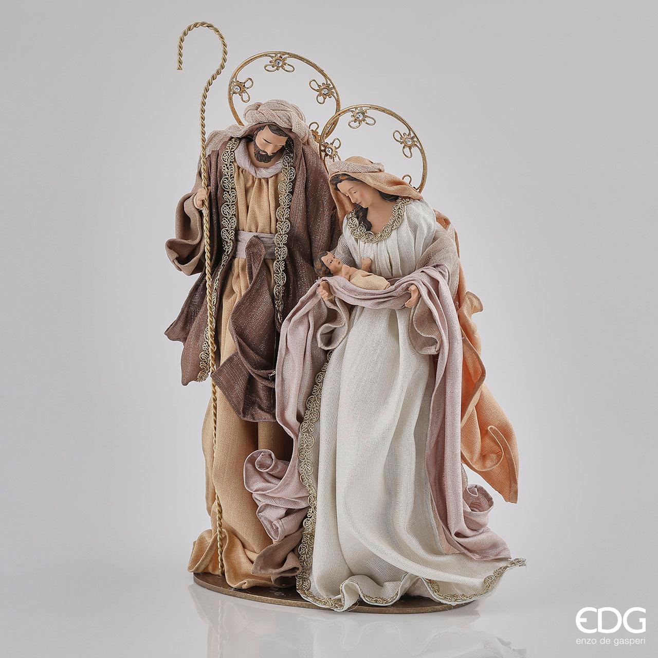 Natività di Natale "Lord", in tessuto marrone/panna, con base, H.56cm. EDG