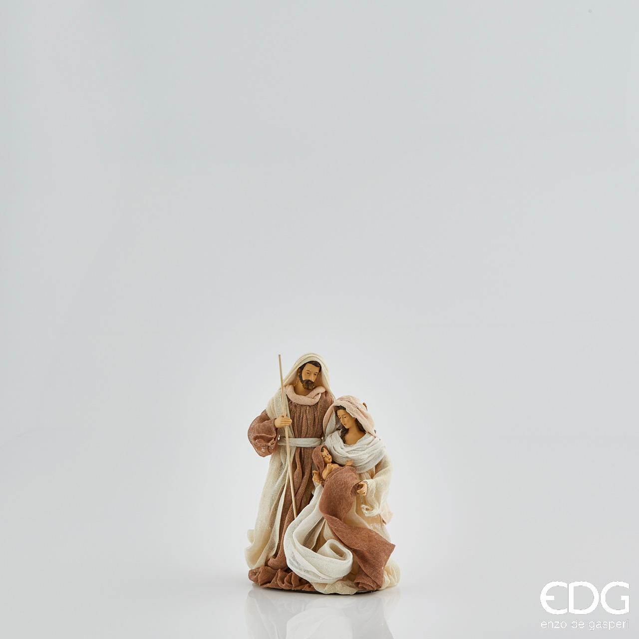 Natività di Natale "Lord", in tessuto marrone/panna, con base, H.28 cm. EDG