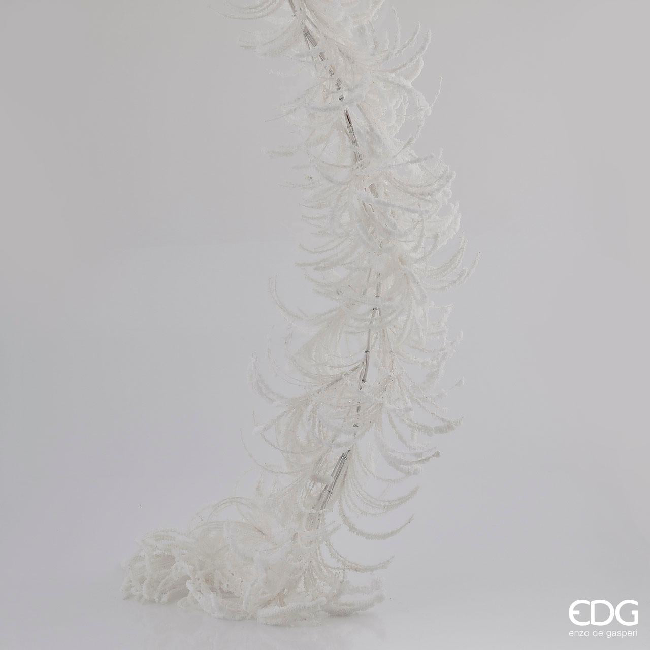 Ramo/festone simil piume, bianco, decorazione floreale natalizia L.150. EDG