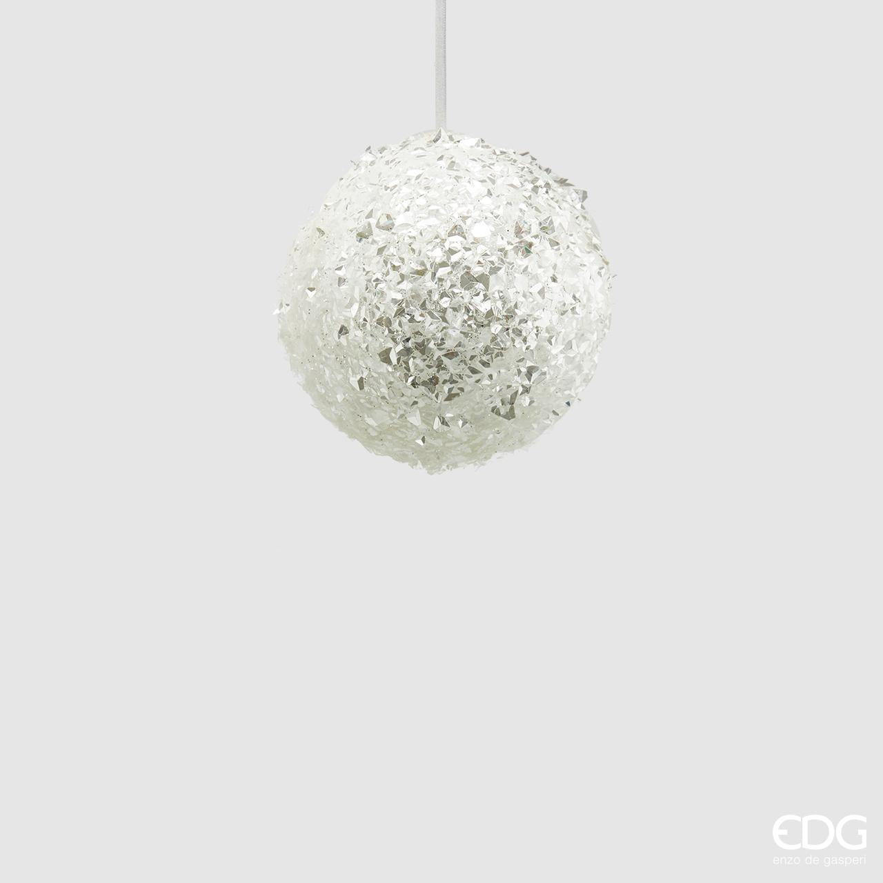 Palla "Glitter", bianco, misura piccola, Diametro 10cm. EDG