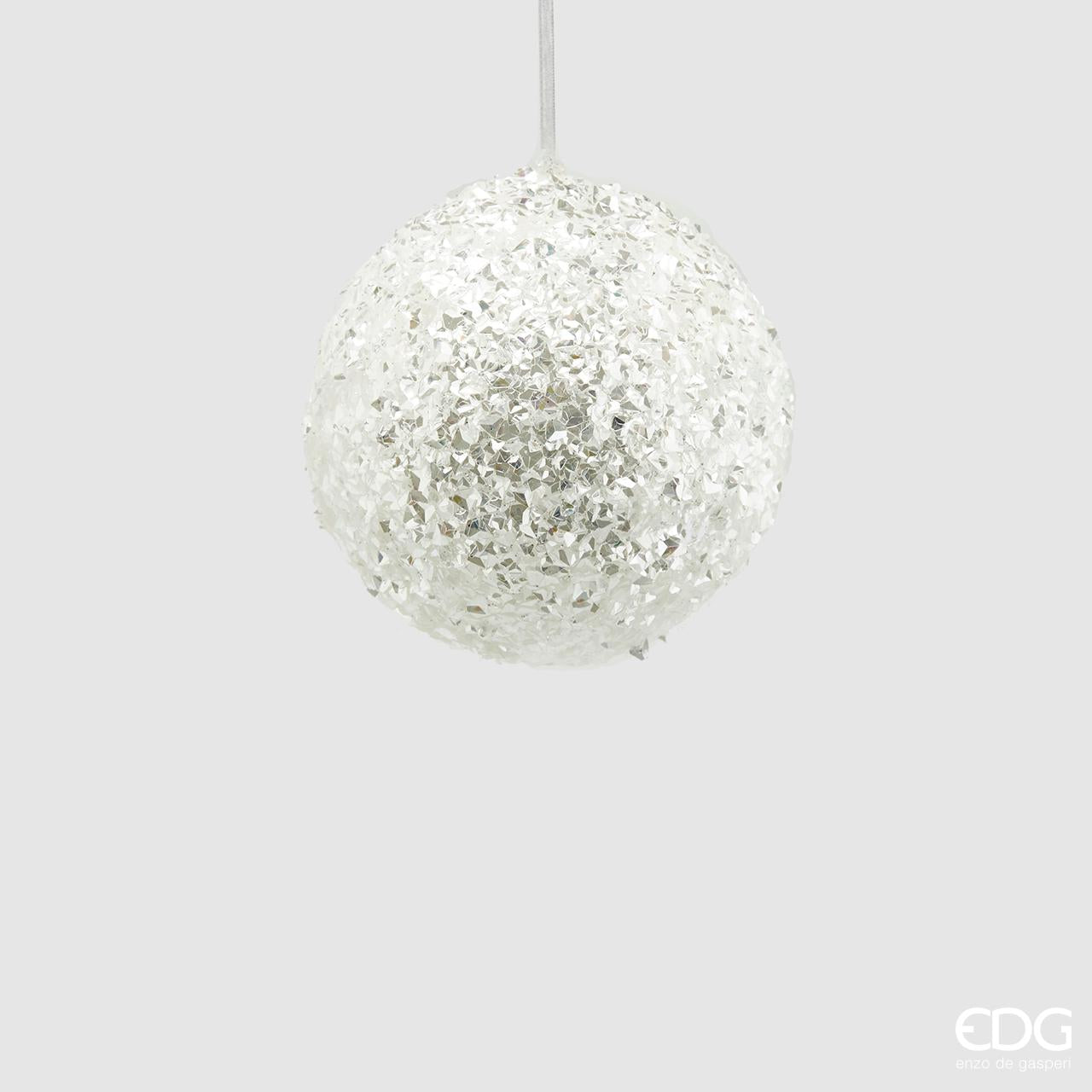 Palla "Glitter", bianco, misura grande, Diametro 12cm. EDG