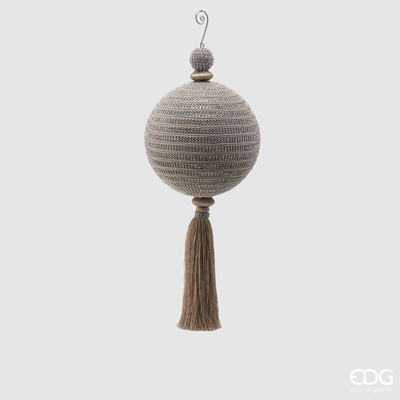 Palla tessuto diamanti con nappa, colore silver, misura grande. EDG