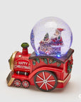 Sferacqua treno con Babbo Natale, con neve, musica e luci. EDG