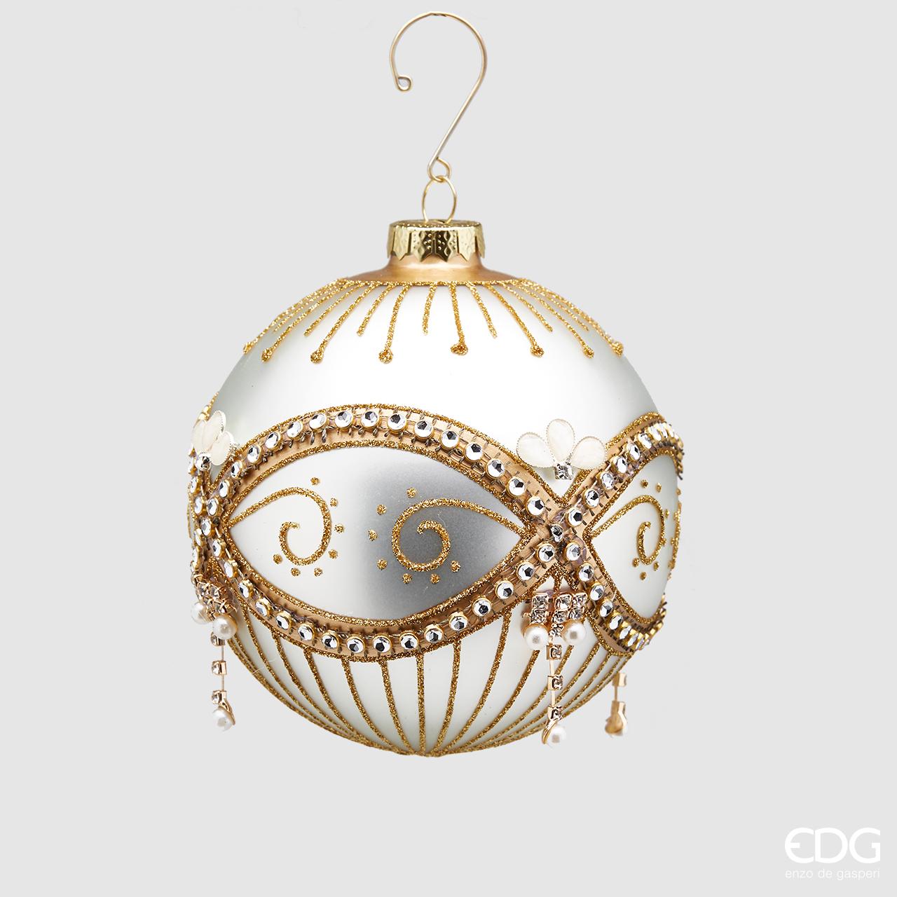 Palla di Natale in vetro, "Zarina", oro, misura grande. EDG