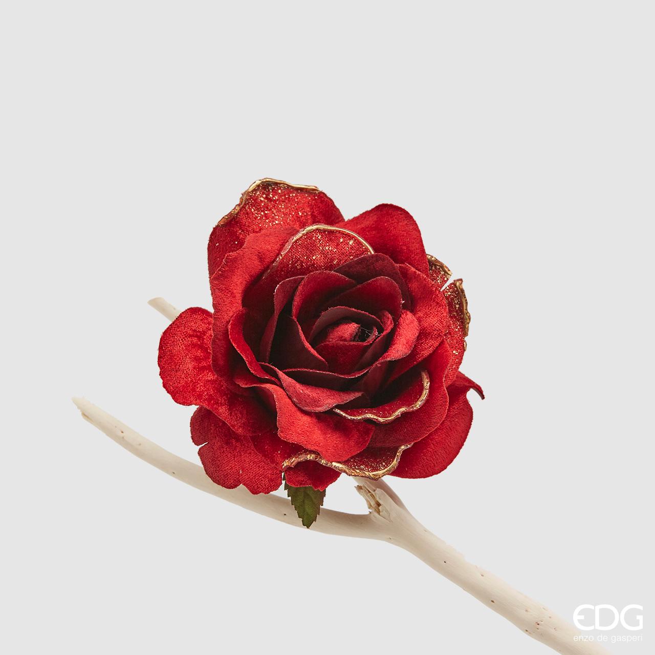 Rosa velluto, con clip, decorazione natalizia, diametro 13 cm. EDG