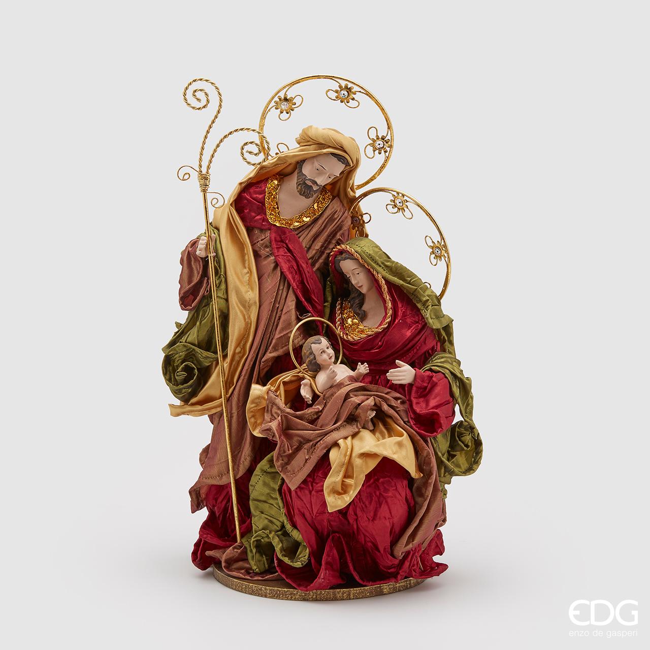 Natività di Natale, in tessuto bordeaux, H.41 cm. EDG