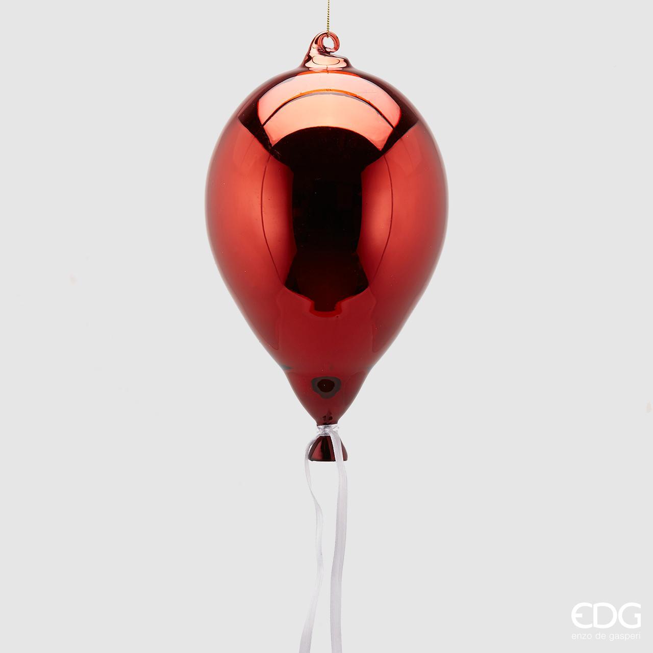 Decoro palloncino, in vetro, H.24 D. 15cm., colore rosso. EDG