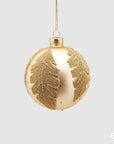 Palla vetro "Foglie", colore oro, misura piccola, Diametro 8cm. EDG