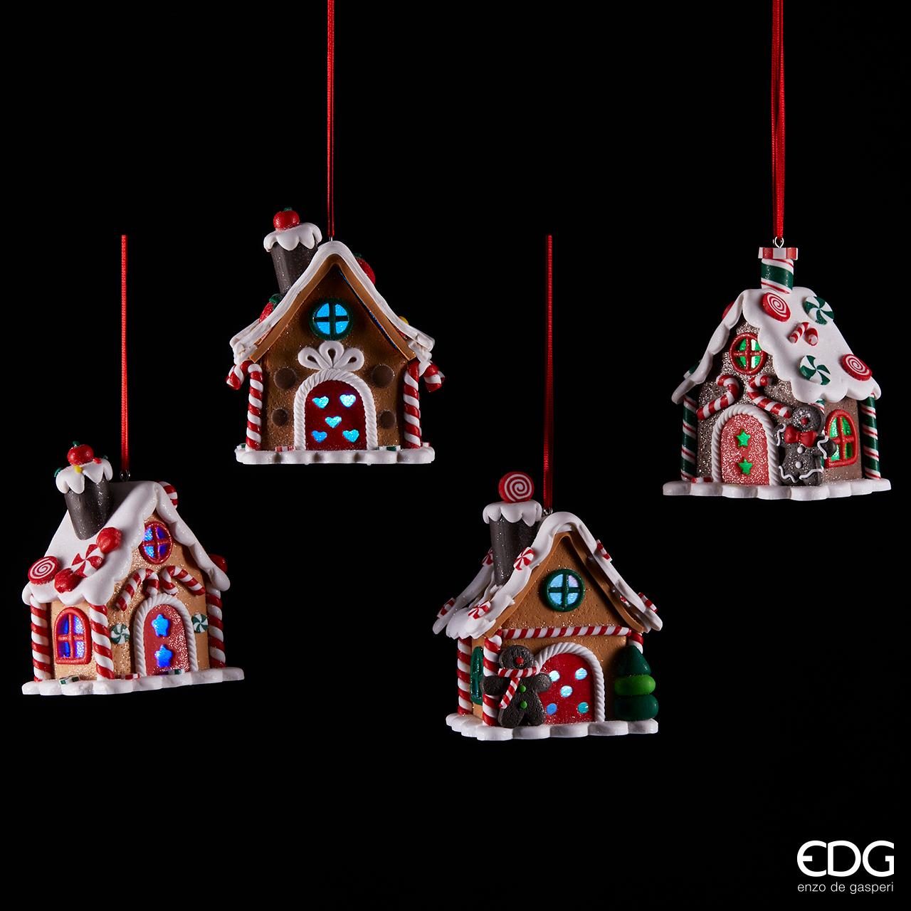 Decoro casa di marzapane, con led, multicolore, misura H. 10cm. EDG