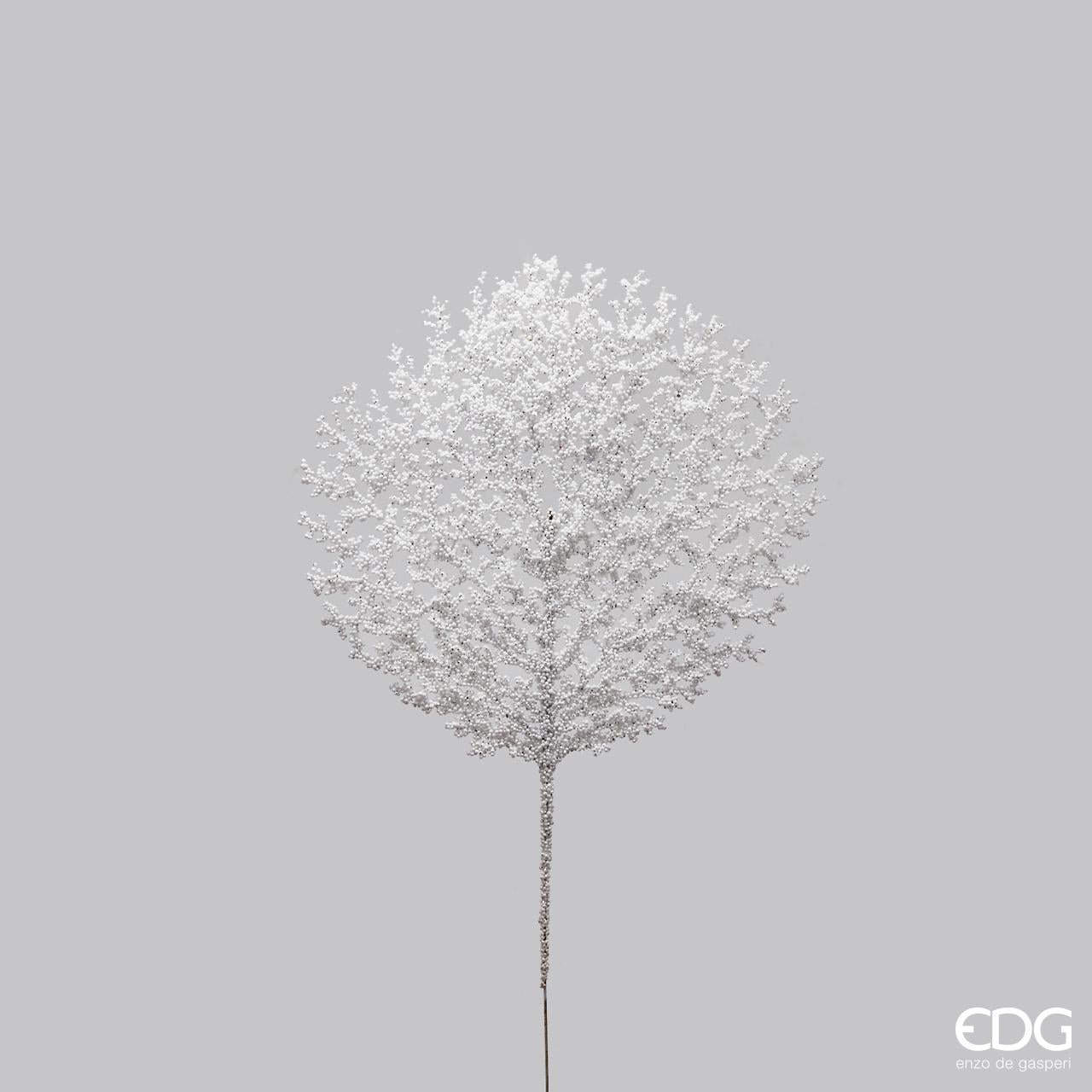 Ramo di corallo glitter "Bell", colore bianco, decorazione floreale. EDG