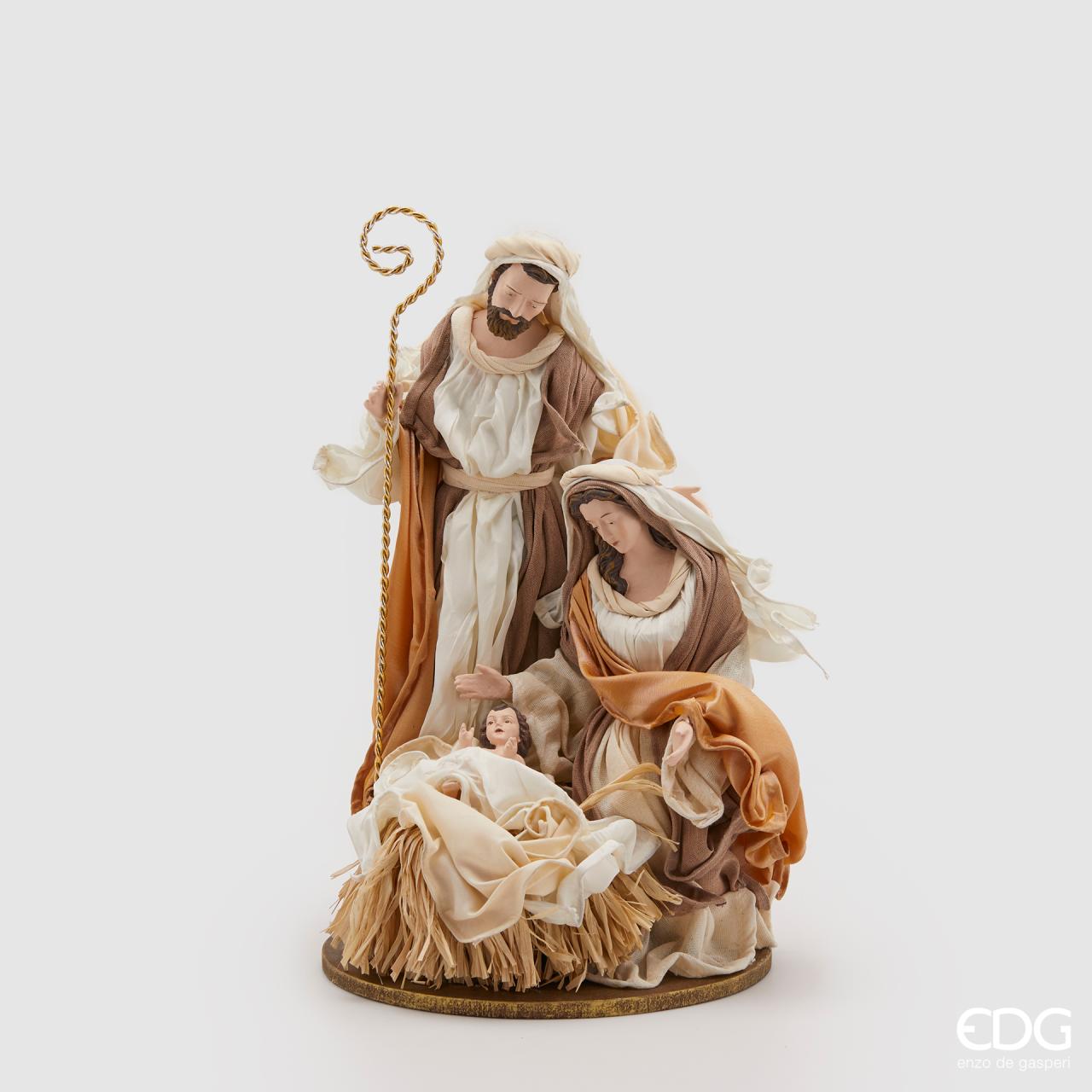 Natività di Natale, in tessuto champagne con paglia, H.35cm. EDG
