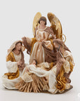 Natività di Natale, in tessuto avorio e oro con Angelo, H.43cm. EDG
