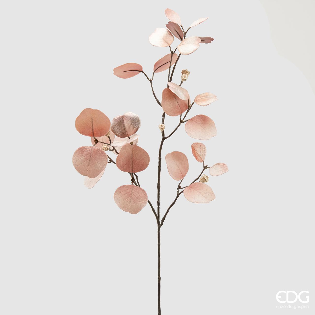 Eucalipto ramo velluto, colore rosa pesca chiaro, H. 82 cm. EDG
