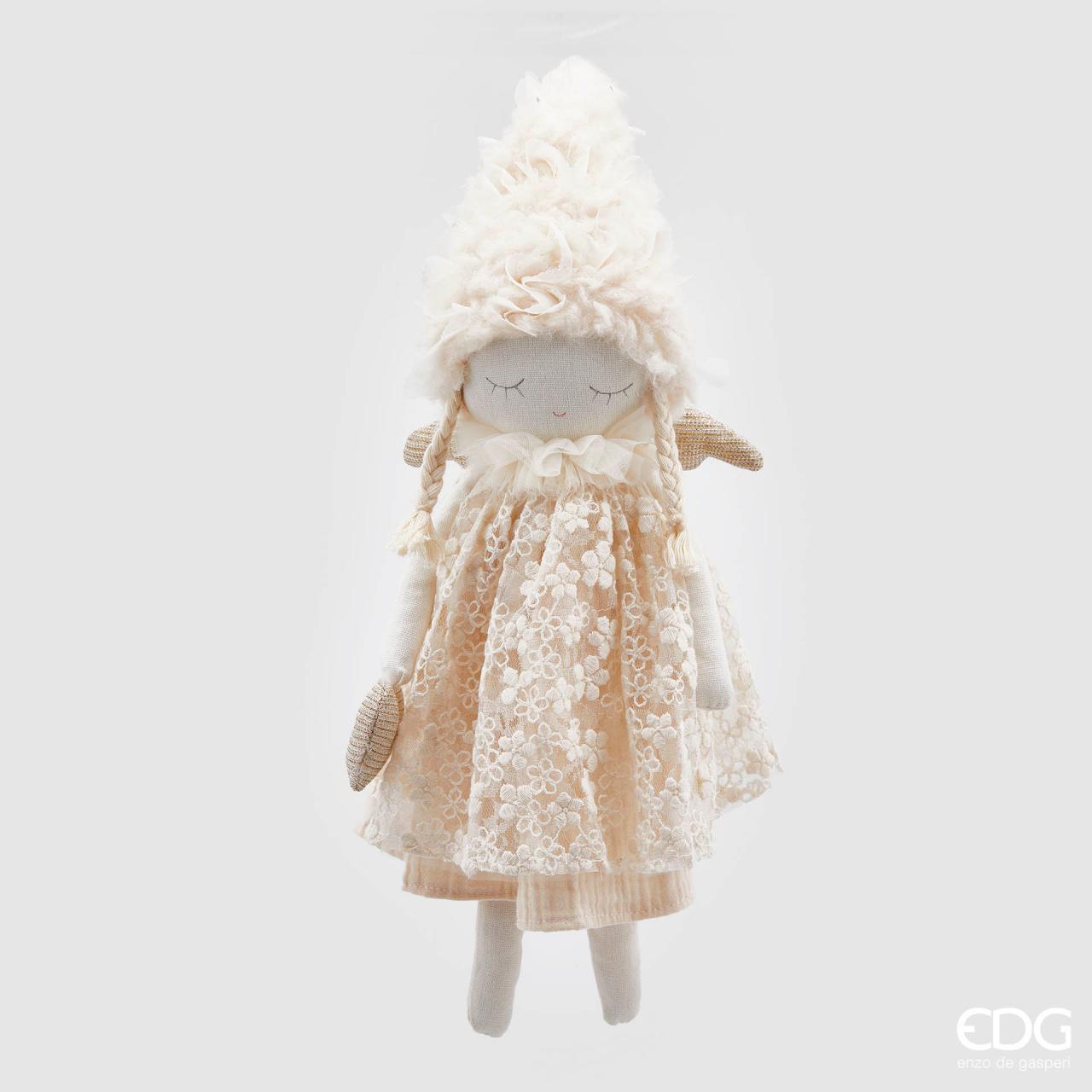 Decoro Bimba con vestito ricamato, con cuore, colore avorio, H.47cm. EDG