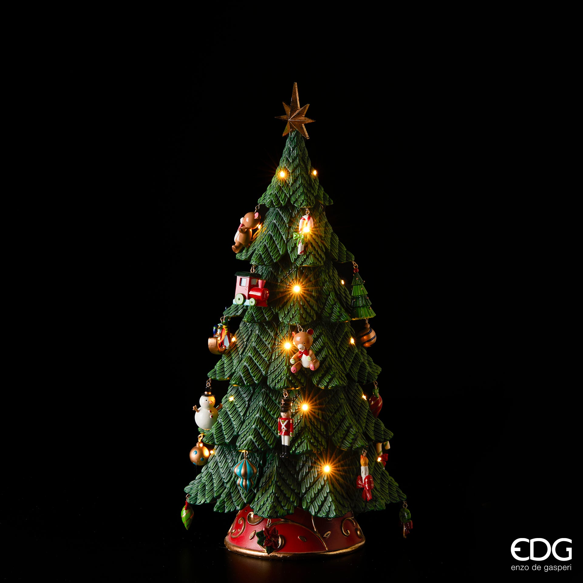 Albero di Pino con led, colore verde e rosso, misura H. 52cm. EDG