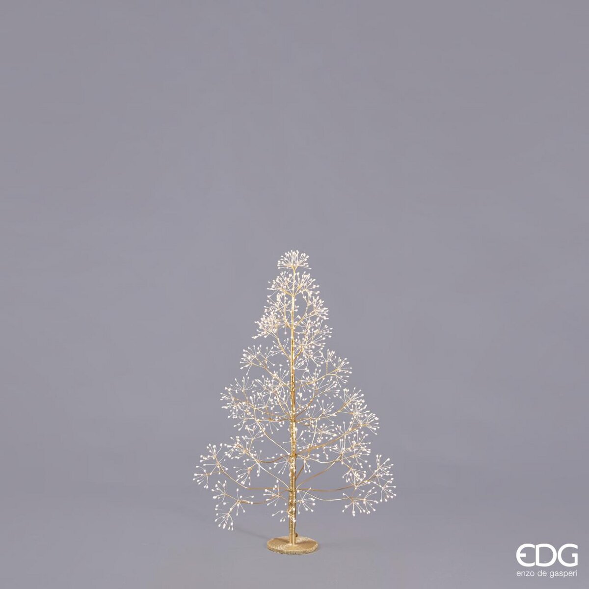 Albero di Natale Faggio con 1000 led ciuffi, colore oro, H.120 cm. con led. EDG